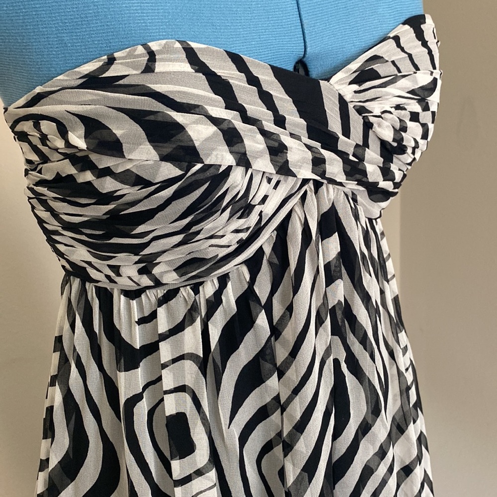 White & Black Strapless Maxi Dress